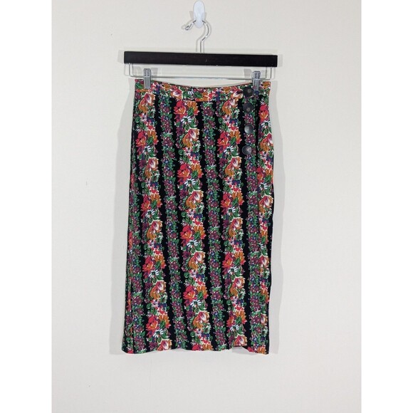 Sezane Maisie Wrap Skirt Women 34 Floral High Waisted Feminine Side Buttons - Picture 3 of 7